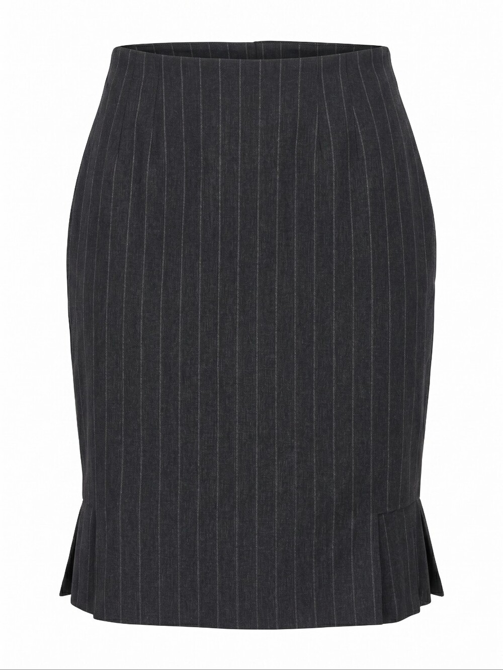 Isabella Suits Pinstripe Pencil Skirt Dark Charcoal Pleated Hem Buisiness Office